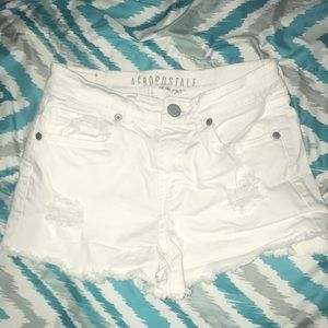 Aeropostale, Size 0, white ripped jean shorts